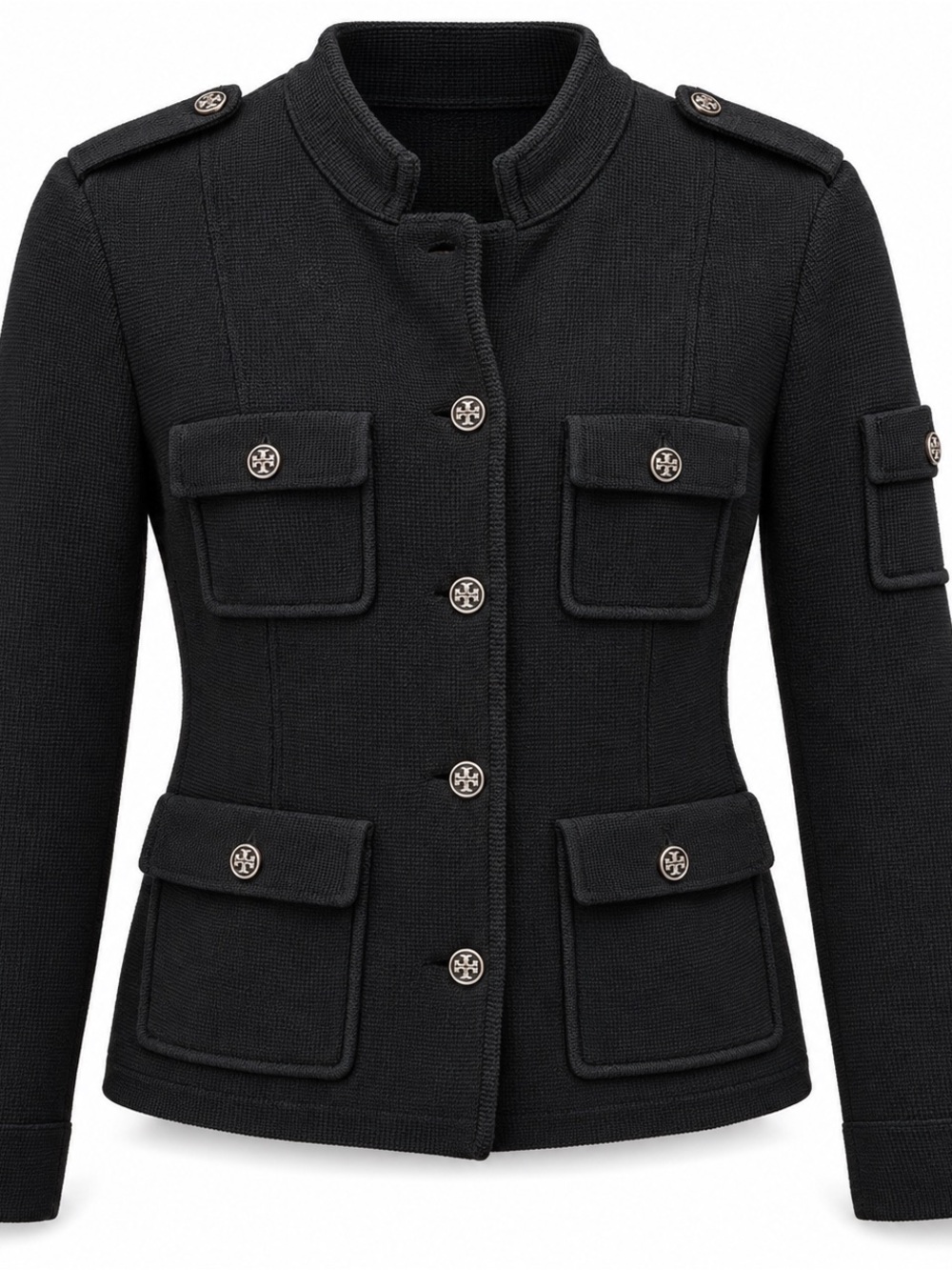 Tory Burch Military Style Jacket Black Wool